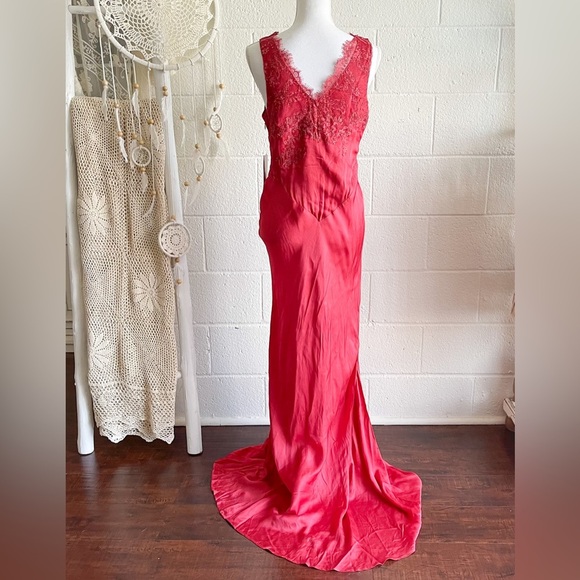 NWT Free People X Brenda Knight Laced Maxi Slip Dress - Picture 9 of 16